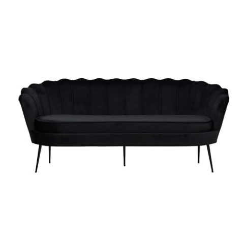 ebuy24 Nice Sofa 3 Personen Velour (Schwarz)