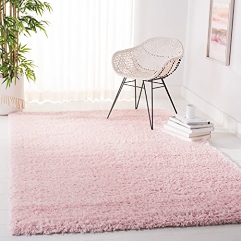 SAFAVIEH Zottelig Teppich für Wohnzimmer, Esszimmer, Schlafzimmer - Madrid Shag Collection, Kurzer Flor, Silber und Elfenbein, 160 X 229 cm