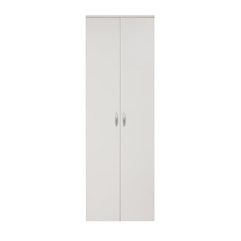 furni24 Kleiderschrank aus Holz, Garderobenschrank, Mehrzweckschrank, Schrank & Putzschrank, 2 Tür Mit Haken, weiß, 60x34x180cm
