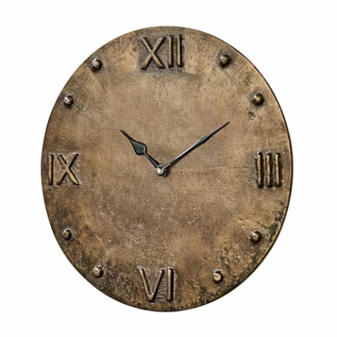 Loberon Uhr Kaleens, hochwertiges Design, erhabenes Ziffernblatt, Industrial Style, Wanduhr, Zeitmesser, Wohn-Accessoire, Aluminium, antikmessing