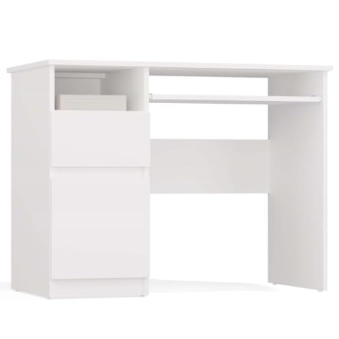 CDF Schreibtisch Porto Links Weiss | COMPUTERTISCH MIT SCHUBLADE, Schrank & ABLAGE | BÜROTISCH 98,5x75x51 cm