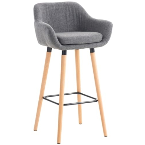 CLP Barhocker Grant I Thekenhocker Mit Stoff-Bezug I Gestell Aus Buchenholz, Farbe:hellgrau
