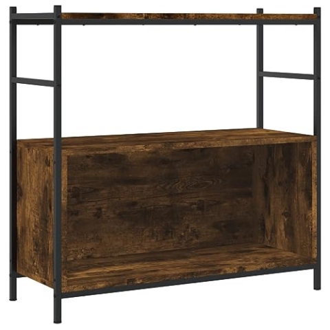 vidaXL Bücherregal, Standregal mit verstellbaren Beinen, Lagerregal für Wohnzimmer, Aufbewahrungsregal Büroregal, Industrie-Stil, Räuchereiche Holzwerkstoff Eisen