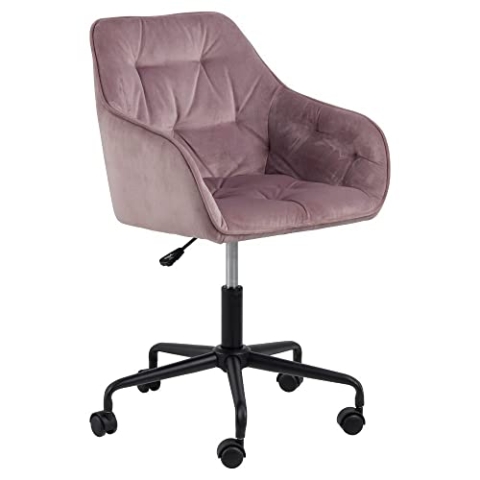 AC Design Furniture Bentley Schreibtischstuhl, H: 88,5 x B: 59 x T: 58,5 cm, Dusty Rose/Schwarz, Samt/Metall, 1 Stk.
