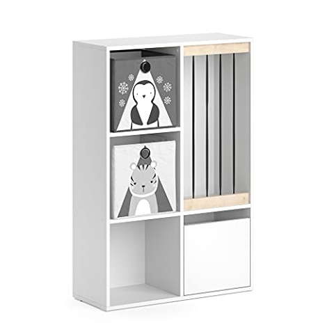 Vicco Kinderregal Luigi, Spielzeugregal für Faltboxen, Weiß, 72 x 107.8 cm mit 2 Faltboxen Opt.5