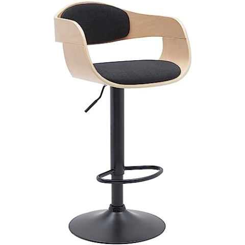 CLP Barhocker Kingston Mit Hochwertiger Polsterung I Höhenverstellbarer Barstuhl Mit Robustem Metallgestell, Farbe:Natur/schwarz, Material:Stoff