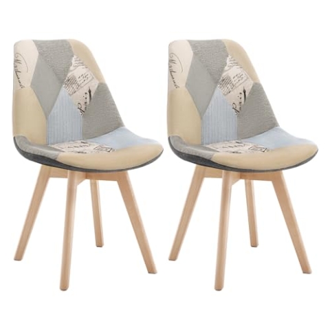 WOLTU 2 x Esszimmerstühle 2er Set Esszimmerstuhl Design Stuhl Küchenstuhl Holz Leinen Grau+Khaki BH29pw-2