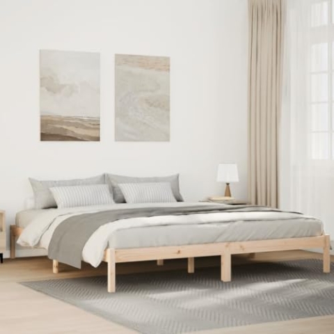 vidaXL Massivholzbett, Holzbett Extra Lang ohne Matratze, Bettgestell mit Lattenrost, Bett Doppelbett für Schlafzimmer, 180x220cm Kiefernholz