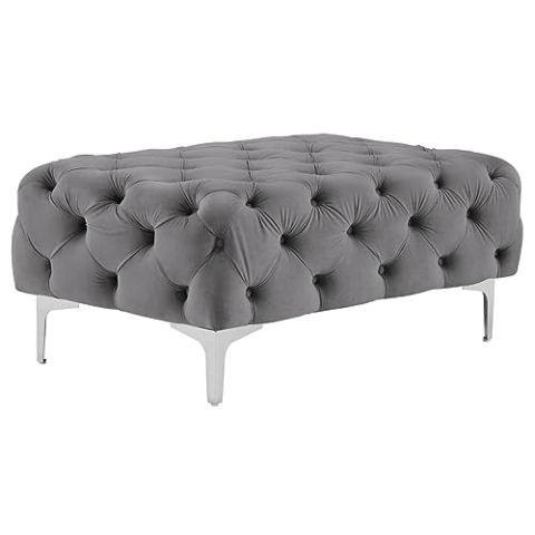 Vente-unique-Chesterfield-Hocker - Samt - Anthrazit - Edwina