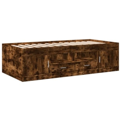 vidaXL Tagesbett mit Schubladen, Gästebett mit Stauraum Sperrholzlatten, Sofabett für Wohnzimmer Schlafzimmer, Bett, Modern, Räuchereiche 90x190cm Holzwerkstoff