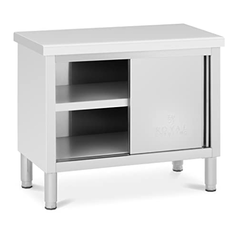 Royal Catering RCAT-100/50-WT Arbeitsschrank Edelstahl 100 x 50 cm 285 kg Tragkraft Edelstahlschrank Edelstahl Arbeitsschrank