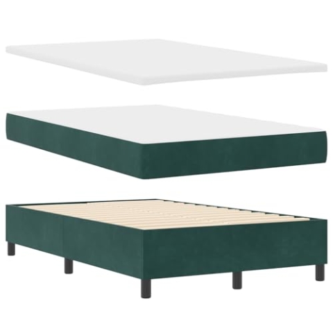 vidaXL Boxspringbett mit Matratze & Bank Dunkelgrün 120x190 cm Samt