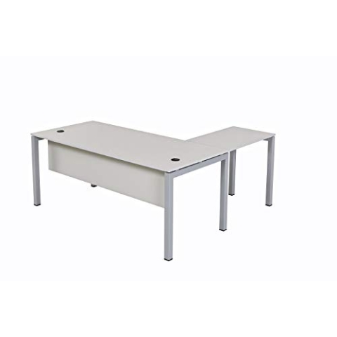 furni24 Schreibtisch Tetra 180 cm grau Winkelschreibtisch Homeoffice Seminartisch Anbautisch rechts o. Links montierbar