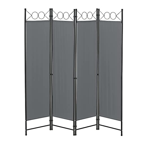 Raumteiler Saragossa 4-teilig 160x171 cm Paravent Trennwand 4-TLG. Sichtschutz Stellwand Spanische Wand Dunkelgrau