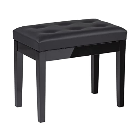 Fame PB-15C PE Klavierbank, Hochglanz Schwarz, Gepolsterte Sitzfläche, Kunstleder-Bezug, Solide Verarbeitung, mit Notenfach