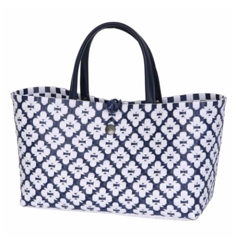 Mini Motif Bag Handbag Navy with White Pattern Size S with Short PU Handles