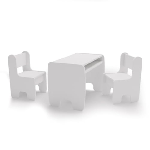 KOBI Set Tisch + 2 Stühle für Kinderzimmer | Für Kinder - Mädchen und Jungen | Maltisch | Kindertisch (Tisch + 2 Stühle - weiß)