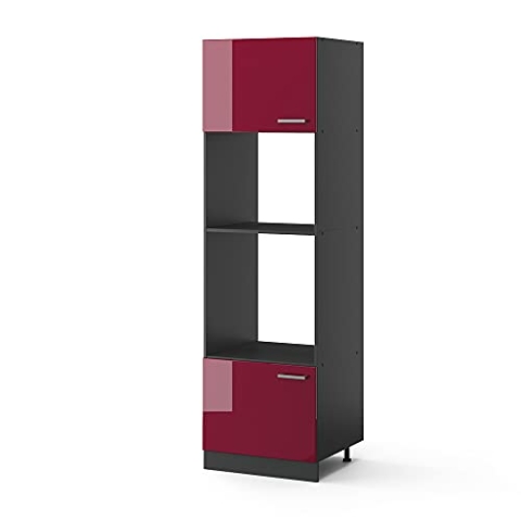 Vicco Mikrowellenschrank R-Line, Küchenregal für die Mikrowelle, Bordeaux Hochglanz/Anthrazit, 60 cm