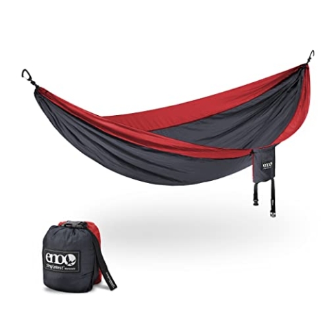ENO, Eagles Nest Outfitters SingleNest leichte Camping-Hängematte, Anthrazit/Rot