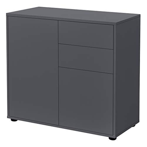 [en.casa] Sideboard Paarl Kommode mit 2-2 Schubladen und Schranktüren Beistellschrank 74x79x36 cm Dunkelgrau Matt