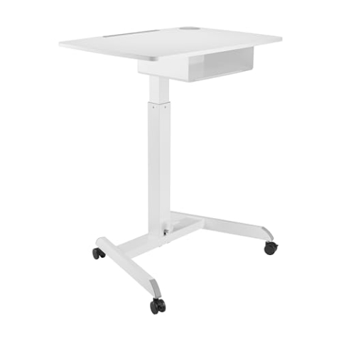 Worktrainer - StudyFit - Kleiner Höhenverstellbarer Schreibtisch - Höhe 75,6-112,6 cm - Breite 80 x 56 cm - Mobil - Höhenverstellbar - Weiß