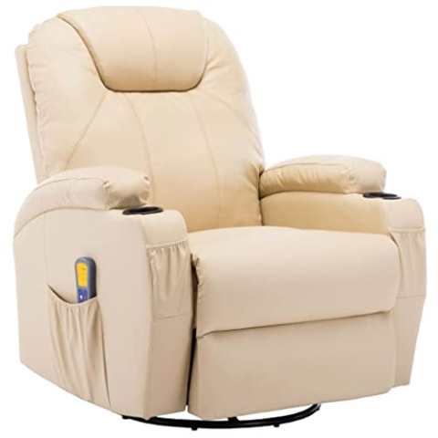 vidaXL Fernsehsessel Creme Massagesessel Relaxsessel Schaukelsessel Sessel