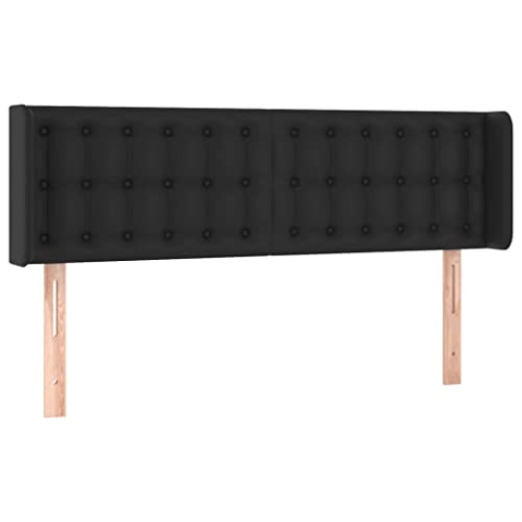 vidaXL Kopfteil mit Ohren Bettkopfteil Betthaupt Polsterkopfteil für Bett Bettgestell Bettzubehör Schlafzimmer Schwarz 147x16x78/88cm Kunstleder