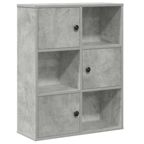 vidaXL Bücherregal Betongrau 60x24x76,5 cm Holzwerkstoff, Bücherschrank, Lagerregal, Regal, Lagerschrank, Schrank, Aufbewahrungsschrank, Bücherständer