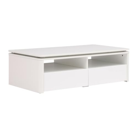 Vente-unique-Couchtisch mit 2 Schubladen & 2 Ablagefächern - Mit LED-Beleuchtung - Weiß - SYLPIA