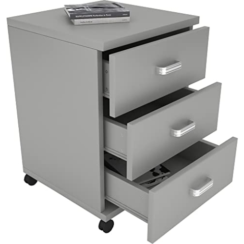 VCM Rollcontainer | Beistellcontainer mit Schubladen | Maße ca. H. 58 x B. 45 x T. 44 cm | Bürocontainer – Tobila Grau