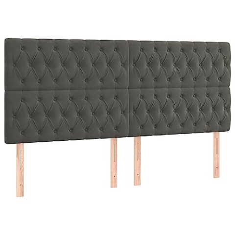 vidaXL LED Kopfteil Bettkopfteil Polsterkopfteil Betthaupt für Bett Bettgestell Bettrahmen Schlafzimmer Bettzubehör Dunkelgrau 200x7x118/128cm Samt