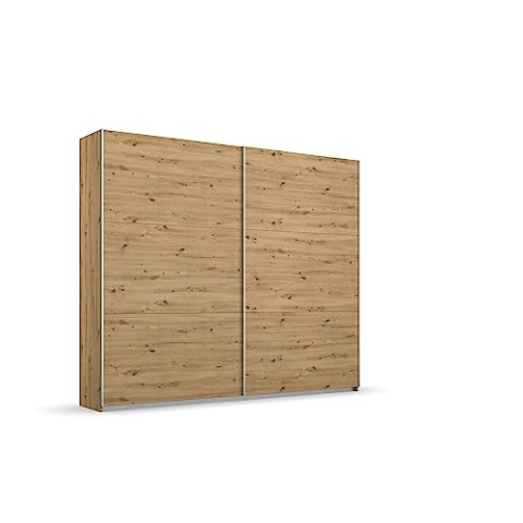 Rauch Möbel Aurelio Schrank Kleiderschrank Schwebetürenschrank, Eiche Artisan, Holz, 2-türig, inkl. 2 Kleiderstangen, 2 Einlegeböden BxHxT 218x210x59 cm