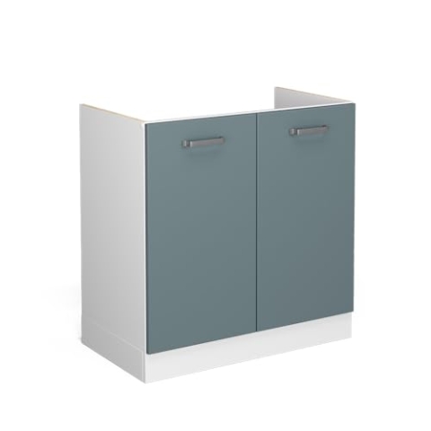 Vicco Spülenunterschrank R-Line, Blau-Grau/Weiß, 80 cm ohne Arbeitsplatte