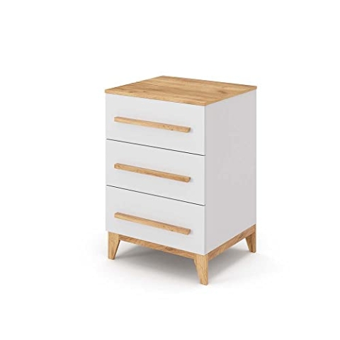 VitaliSpa Kommode Malia, Kommodenschrank, Weiß/Eiche, 60 x 88 cm