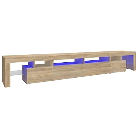 vidaXL TV Schrank mit LED-Leuchten Lowboard TV Möbel Tisch Board Sideboard Fernsehschrank Fernsehtisch HiFi-Schrank Sonoma-Eiche 260x36,5x40cm