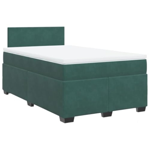 vidaXL Boxspringbett, Polsterbett Bett mit LED Matratze Kopfteil, Bettgestell mit Lattenrost, Doppelbett für Schlafzimmer, Dunkelgrün 120x200cm Samt