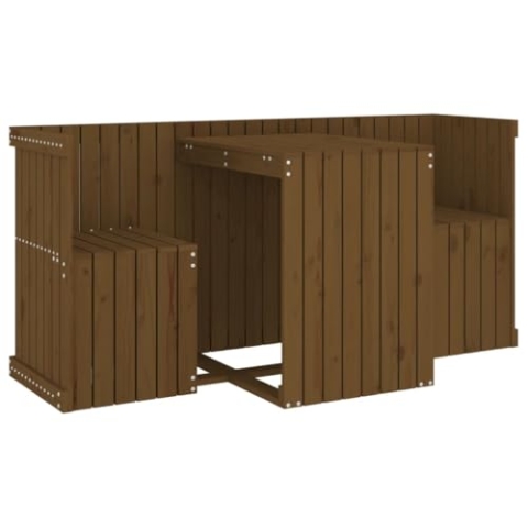 vidaXL Balkonmöbel Set 2-Sitzer, Sitzgruppe mit Latten-Design, Gartenmöbel Lounge Sitzgarnitur, Balkon Bistroset Gartenset, Honigbraun Massivholz Kiefer