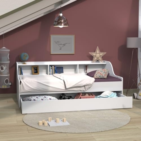 WEBER INDUSTRIES 22729 Palma Bett Spanplatte Weiß 197,6 x 116 x 75 cm