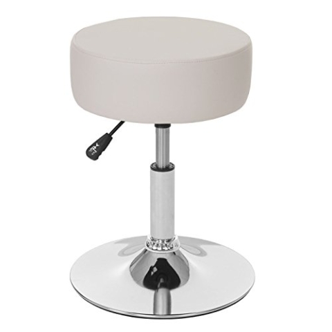 Mendler Hocker HWC-C22, Sitzhocker Schminkhocker, höhenverstellbar Ø 35cm - Kunstleder, Creme