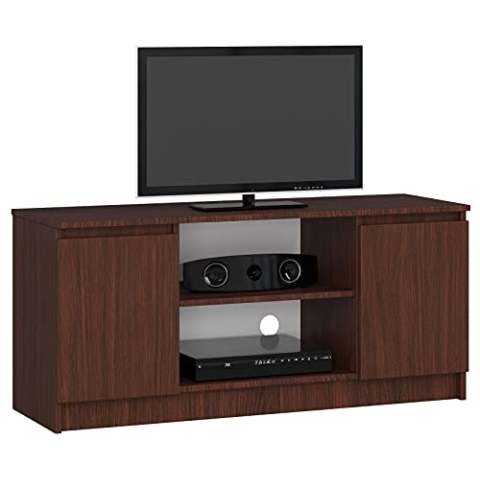 AKORD Fernsehkommode K-120 | EIN offenes Regalfach | 2 Ablagen mit Türen Links und rechts | H55 x B120 x T40 cm | Gewicht 30 kg | Gewicht 30 kg | Farbe Wenge