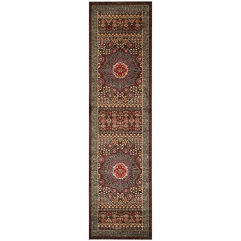 SAFAVIEH Traditionell Teppich für Wohnzimmer, Esszimmer, Schlafzimmer - Mahal Collection, Kurzer Flor, Marineblau und Rot, 66 X 244 cm