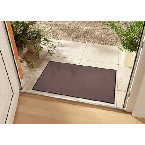 Hanse Home Waschbare In- & Outdoor Fußmatte Uni einfarbig Fußabtreter Schmutzfangmatte Türmatte Schmutzfänger Eingangsteppich Anti-Rutsch Größen, 90x150 cm, Braun