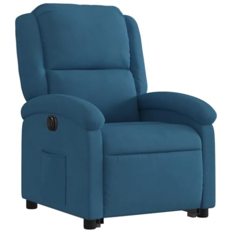 vidaXL Relaxsessel, Sessel mit Aufstehhilfe Elektrisch, Fernsehsessel mit Liegefunktion, Liegesessel Aufstehsessel für Wohnzimmer, Blau Samt