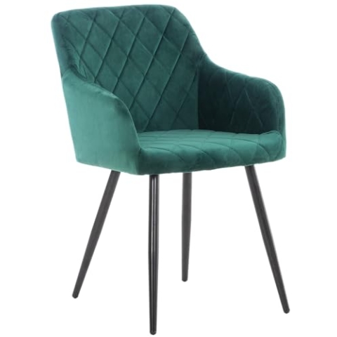 CLP Esszimmerstuhl Shila I Samt I Stoff I Gesteppt I Mit Bodenschonern, Farbe:grün, Material:Samt