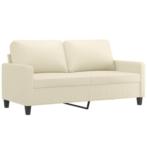 vidaXL Sofa 2-Sitzer, Loungesofa Couch mit Armlehnen Rückenkissen, Wohnzimmersofa Designsofa Metallgestell, Sitzmöbel Zweisitzer, Modern, Creme Kunstleder