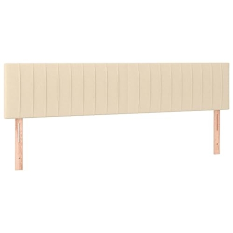 vidaXL Kopfteil 2 STK., Bettkopfteil mit Holzbeinen, Höhenverstellbar Polsterkopfteil für Bett, Betthaupt Bettzubehör Schlafzimmer, Creme 100x5x78/88cm Stoff