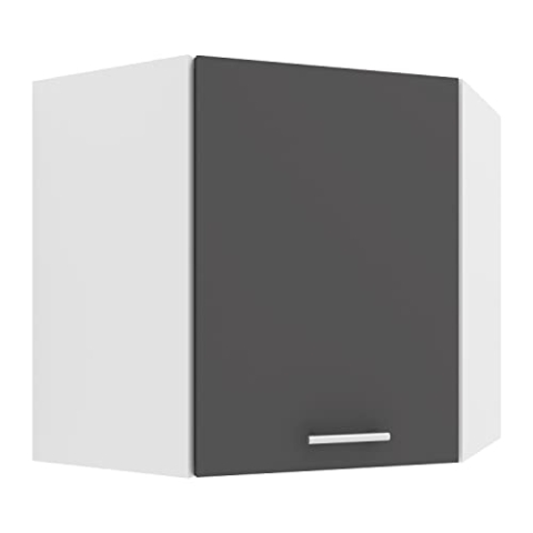 VCM Küchenschrank hängend | Maße ca. H. 60 x B. 57 x T. 57 cm | Hängeschrank mit Zwei Fächern | Kücheneckschrank - Esilo Weiß/Anthrazit