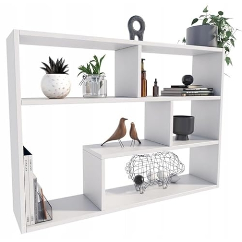 MATKAM Hängeregal FINO, Hochwertige Verarbeitung, Einfache Montage, Modernes Design für Wohnzimmer, Kinderzimmer, Büro (Weiß)