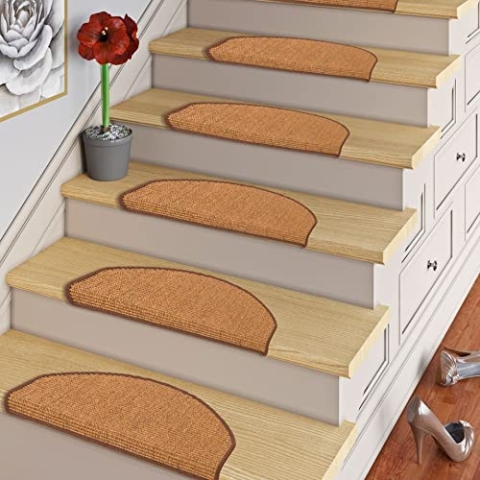 Pergamon Natur Sisal Stufenmatten Braun (halbrund) einzeln oder im 15er Set in 2 Größen