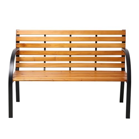 AXI Otis Gartenbank aus Holz in Braun | Holzbank mit Stahlgestell | Parkbank für den Garten mit Rückenlehne für 2 Personen | 122x60x83 cm